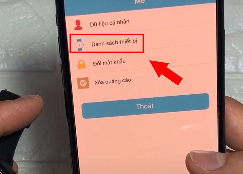 Chọn Danh sách thiết bị